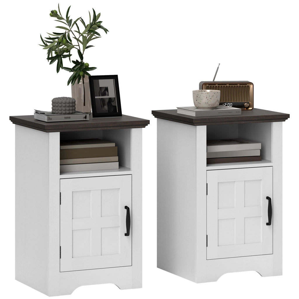 Tavolino Rustico con Cassetto ¨C Minimal ¨C 40x35x60 cm Bianco e Marrone