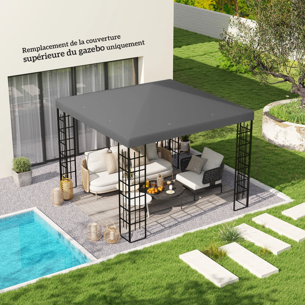 Telo di ricambio per gazebo 3x3m ¨C Xylo ¨C grigio scuro con protezione solare UPF30+