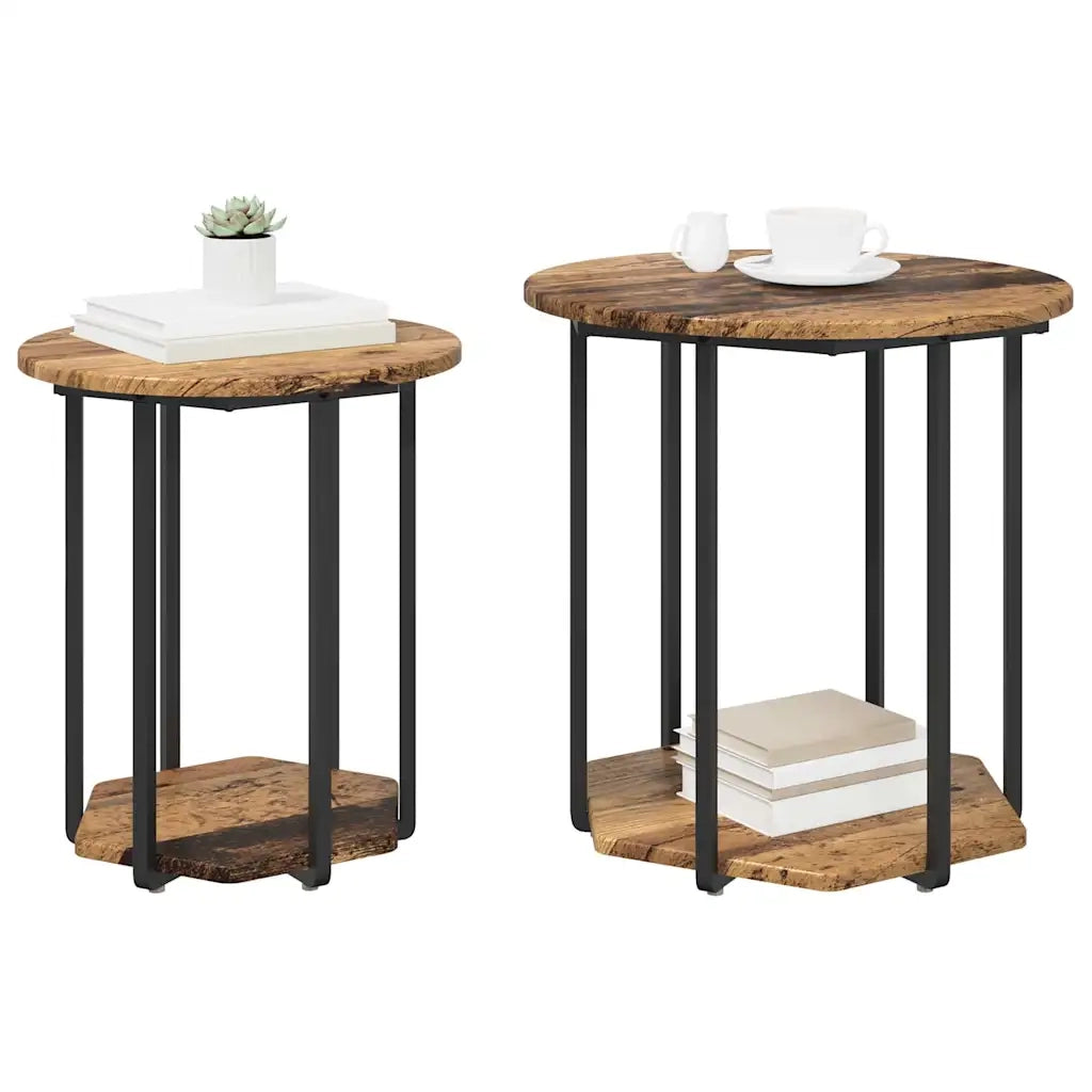Set tavolini con lo scaffale 2 pcs Marrone 869718
