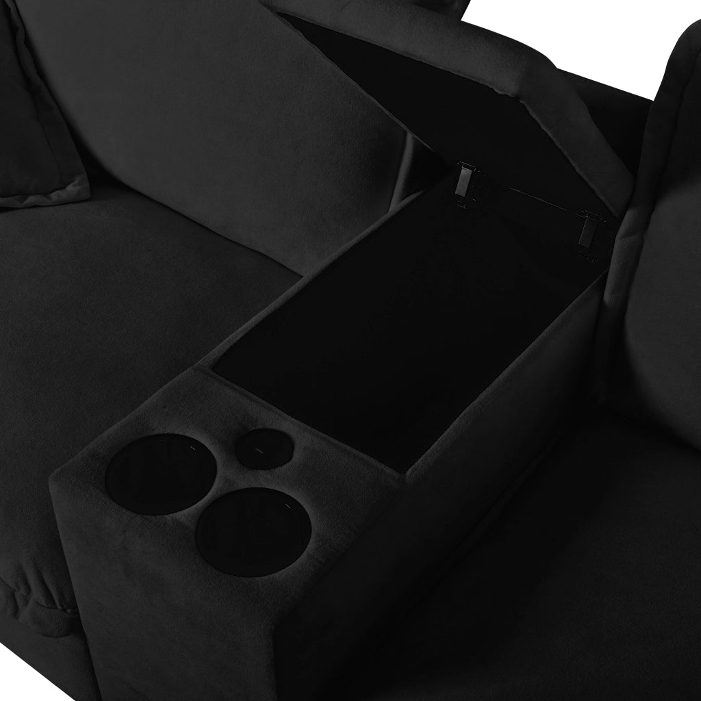 Divano Modulare Cloud con Contenitore e Cuscini ¨C Xylo ¨C Chenille Nero