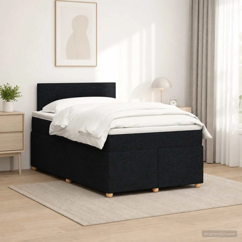 Letto box spring con materasso Nero 120 x 190 cm Tessuto 3452375