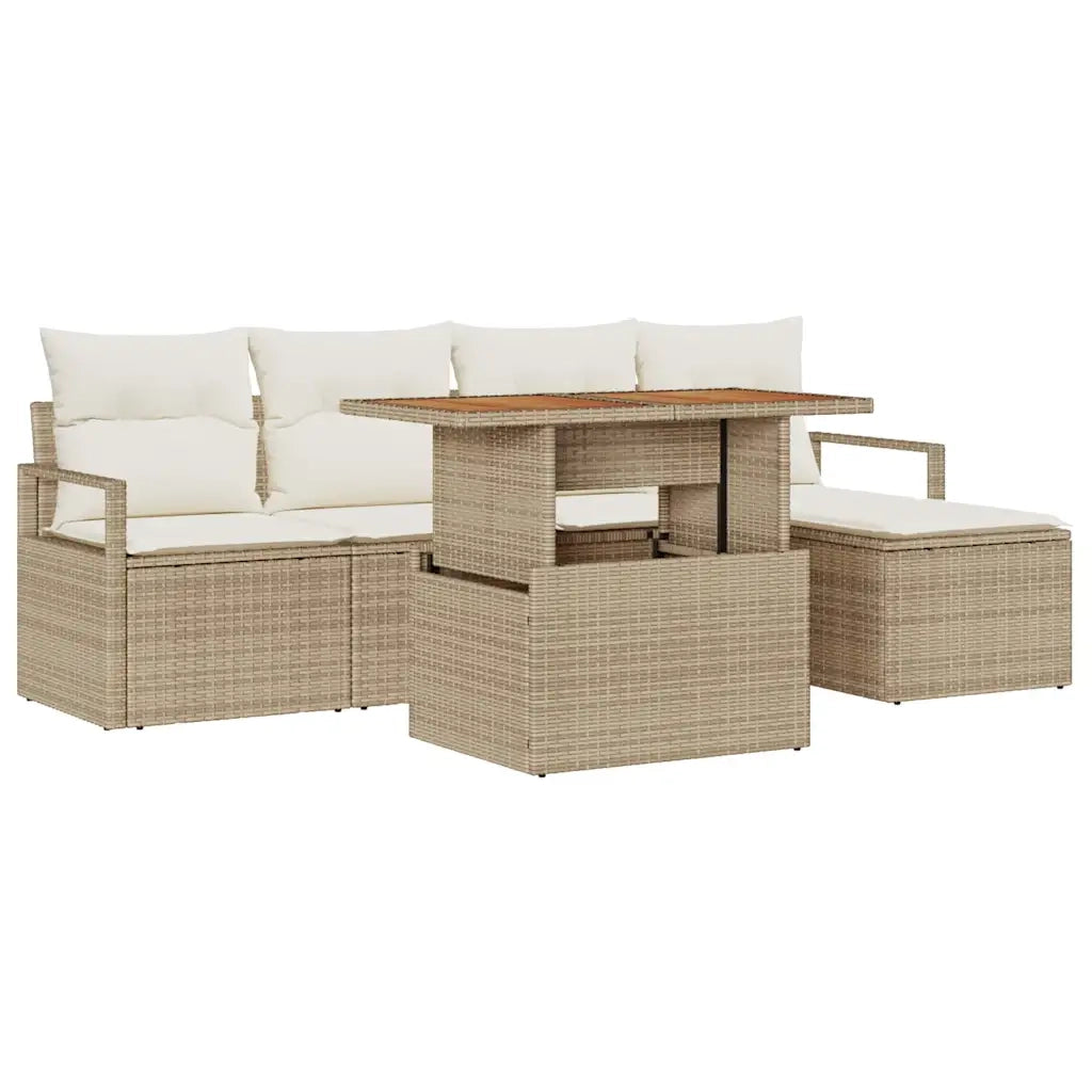 Set da Pranzo per Giardino con cuscino 6 pcs Beige e Crema 3349700