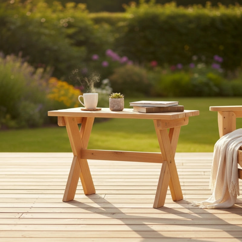 Table basse de jardin en bois de cÃ¨dre