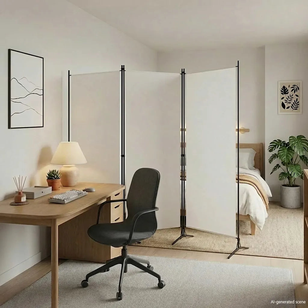 Divisorio a 3 Pannelli Bianco 260x180 cm in Tessuto 320731