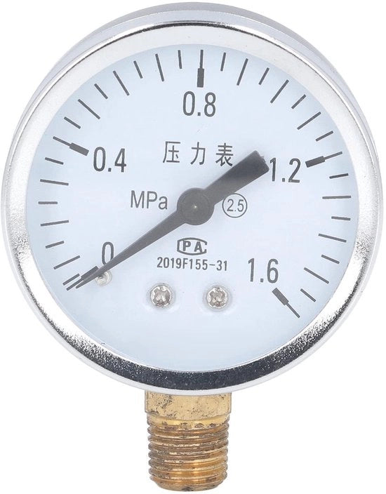 Misuratore di vuoto Estremamente preciso - Manometro 1/4 NPT - Cassetta in acciaio inossidabile - Misurazione della pressione dell'aria - Misurazione della pressione dell'acqua - Precisione di classe 2.5