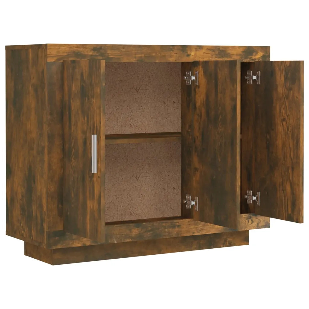 Credenza Rovere Fumo 92x35x75 cm in Legno Multistrato 817240