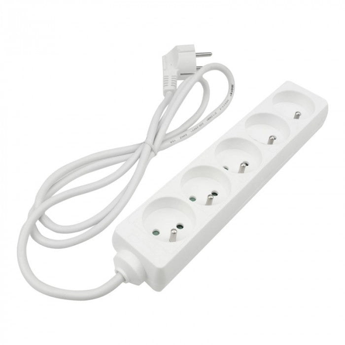 Prolunga elettrica 5 prese 1,5 m bianca 3000W Ecolight