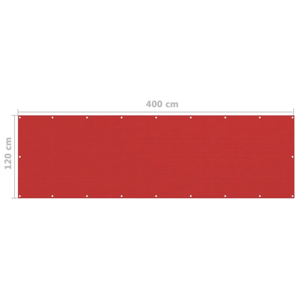 Schermo da balcone | Paravento da Balcone Rosso 120x400 cm in HDPE