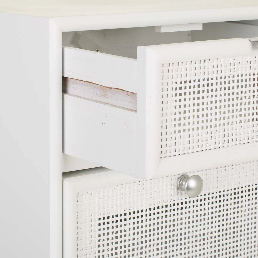 Scarpiera in legno bianco e rete 70x32x120h
