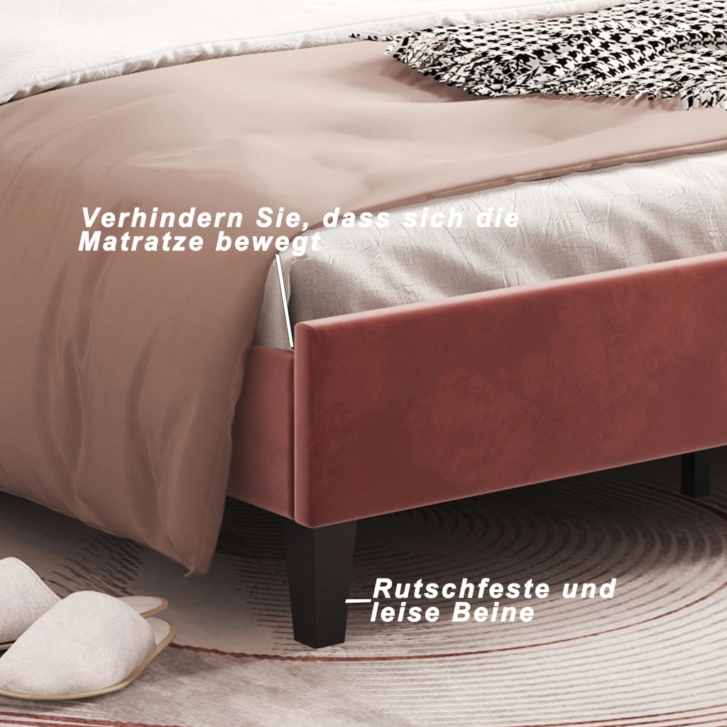 LETTO Imbottito 90x200 cm Velluto Rosso Fagiolo
