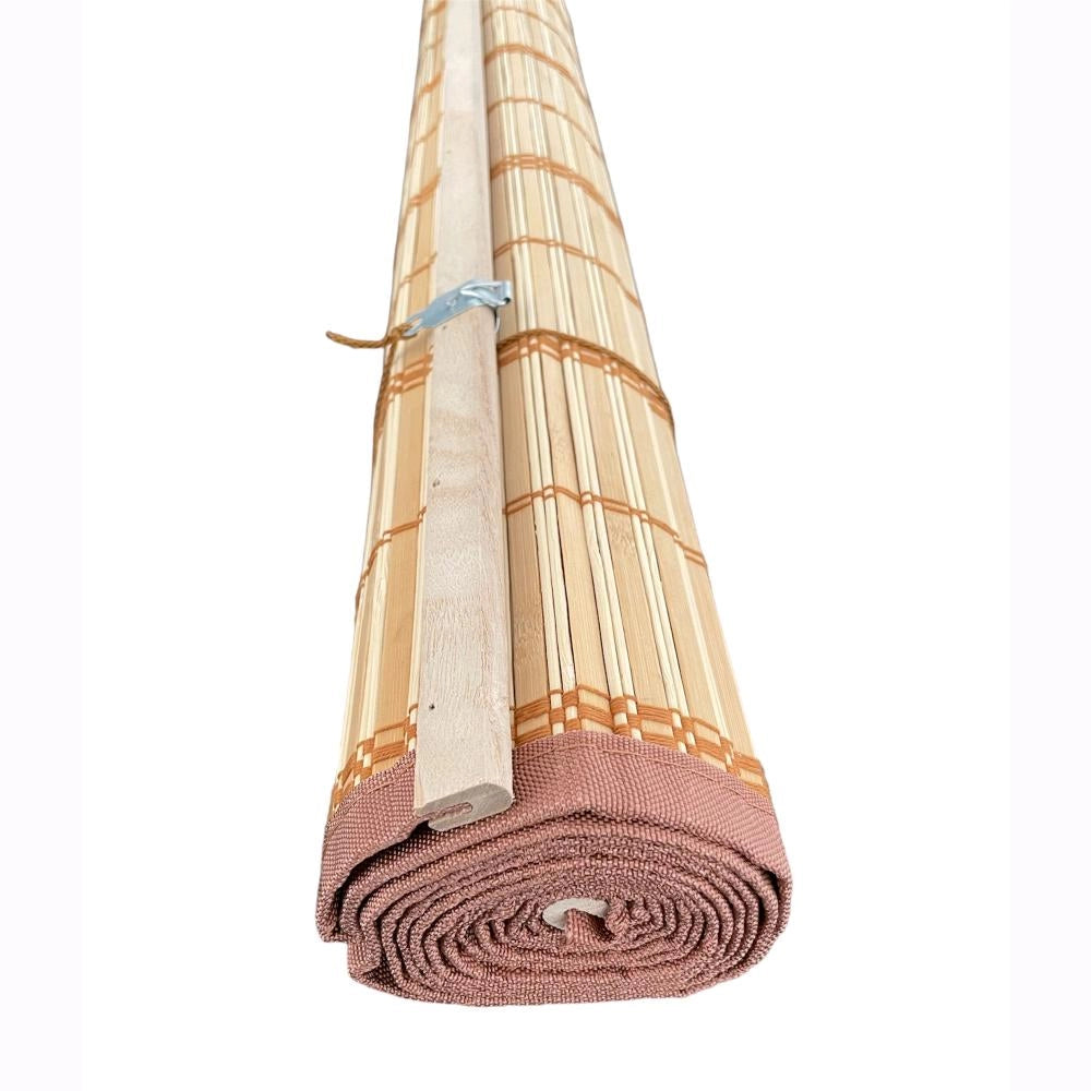 Tapparella in Listelli Bambù Bordo Cotone 120x250H cm Midollino Colore Marrone Giorgia
