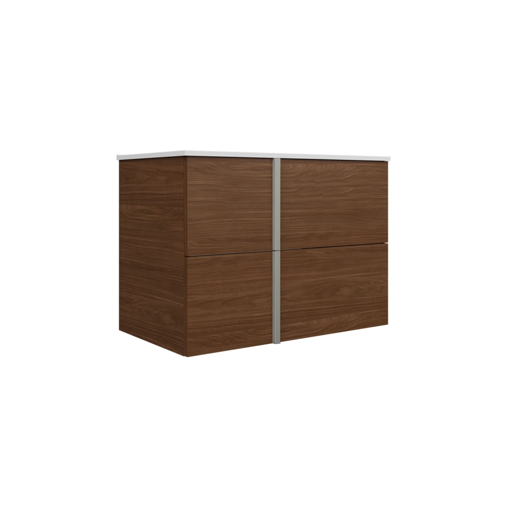 Mobile da bagno sospeso 80cm noce scuro con lavabo e specchio | Hoia