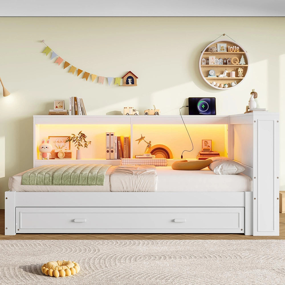 Divano letto 90x200cm?- Xylo - gigogne LED USB bianco