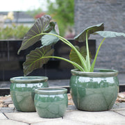 VASO in ceramica Ø 30 cm blu verde antico lucido