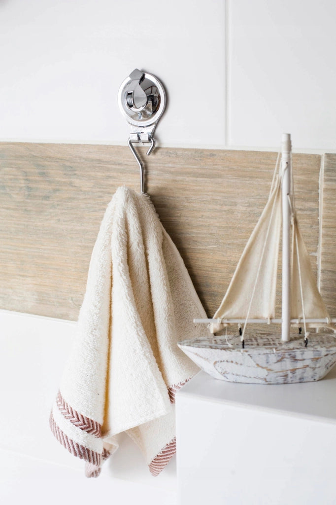 KADAX - Gancio portasciugamani da bagno a parete con ventosa, colore argento.