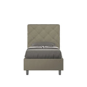 Letto singolo senza rete imbottito 90x210 similpelle cappuccino Priya