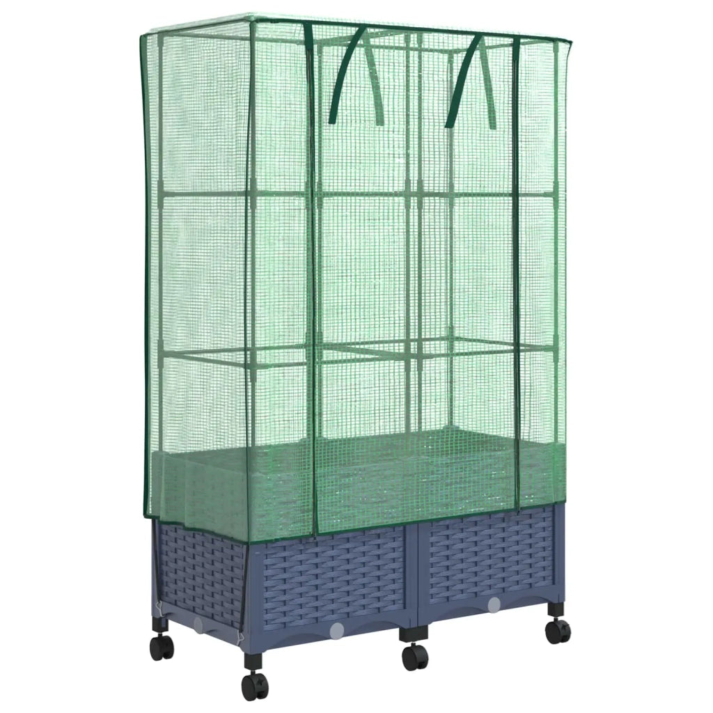 Vaso da Giardino con Copertura per Serra e Ruote 2 pz PP 3422981