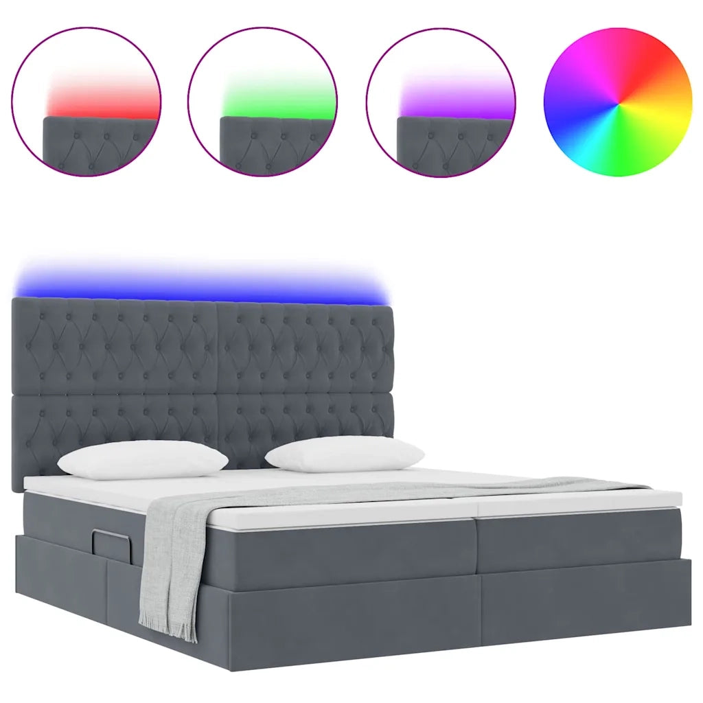 Letto con testiera Grigio scuro 200 x 200 cm Velluto