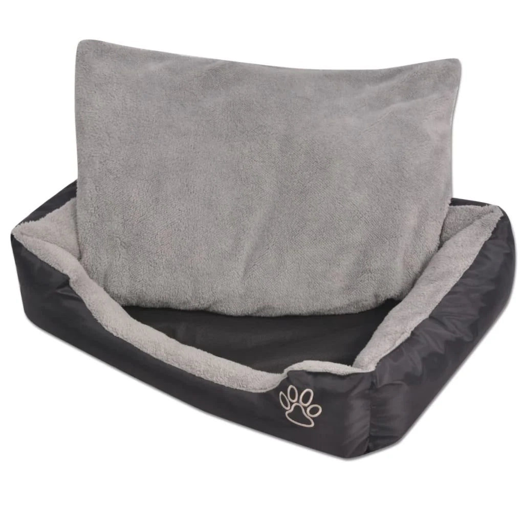 Cuccia per cani con cuscino imbottito 90 cm nero 02_0001574