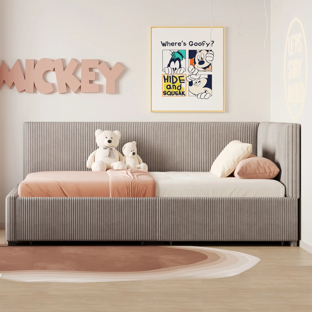 LETTO Divano letto 90x200 cm Grigio con 2 cassetti e rete a doghe