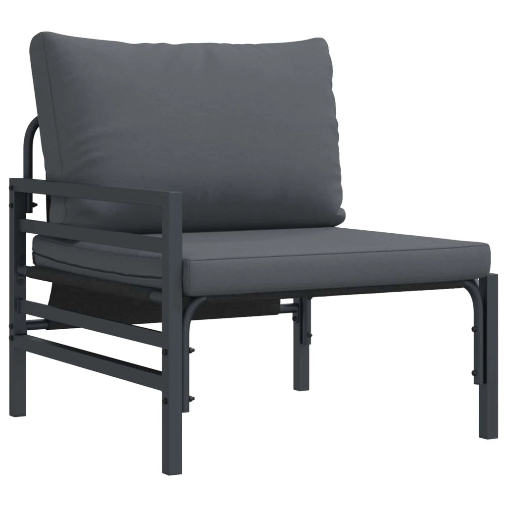 Set Divano da Giardino con cuscino 6 pcs Nero Acciaio