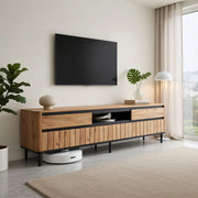 Cassettiera TV nero e naturale in MDF lunghezza 180 cm