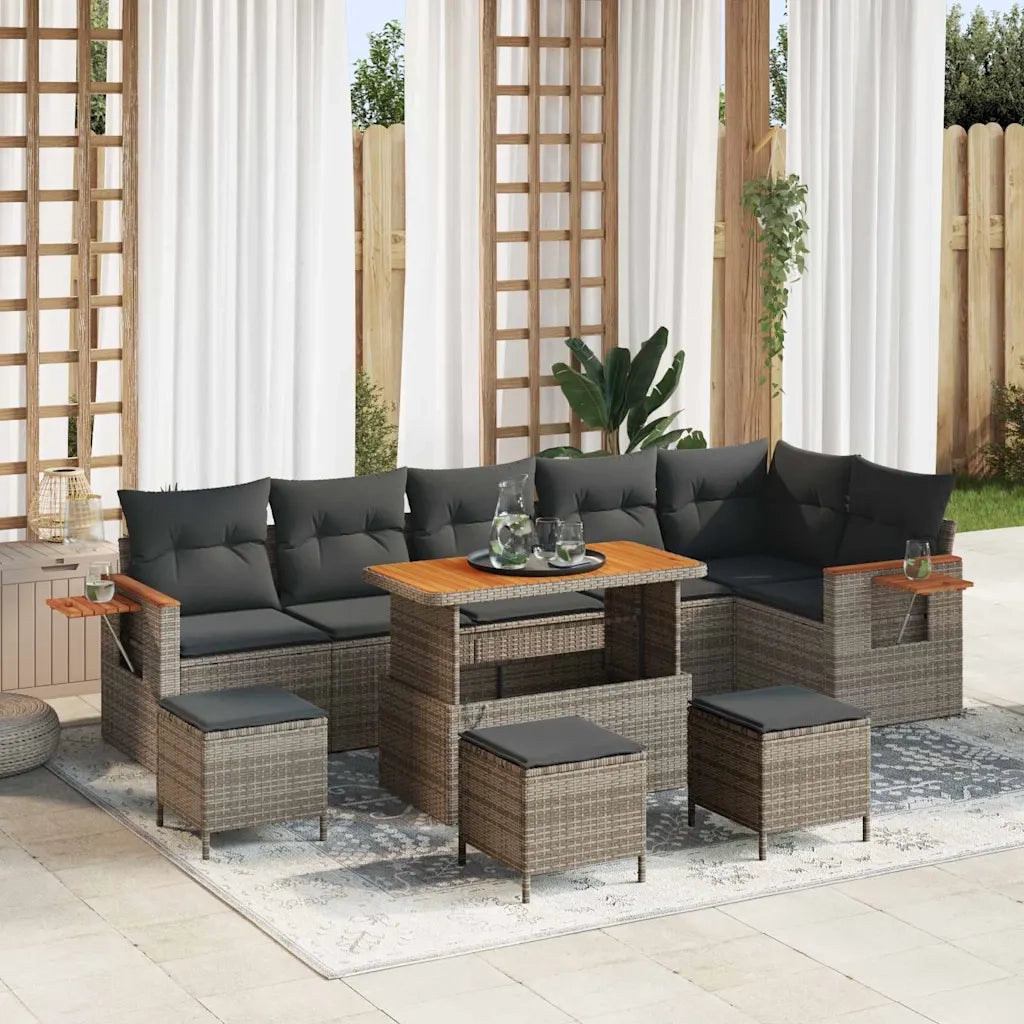 Set Divano da Giardino con cuscino 12 pcs Grigio polyrattan 3365153