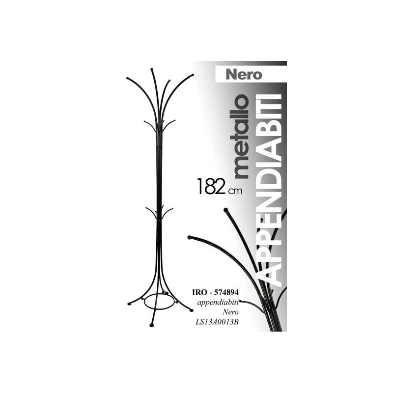 Appendiabiti piantana da terra nera in metallo cm 182