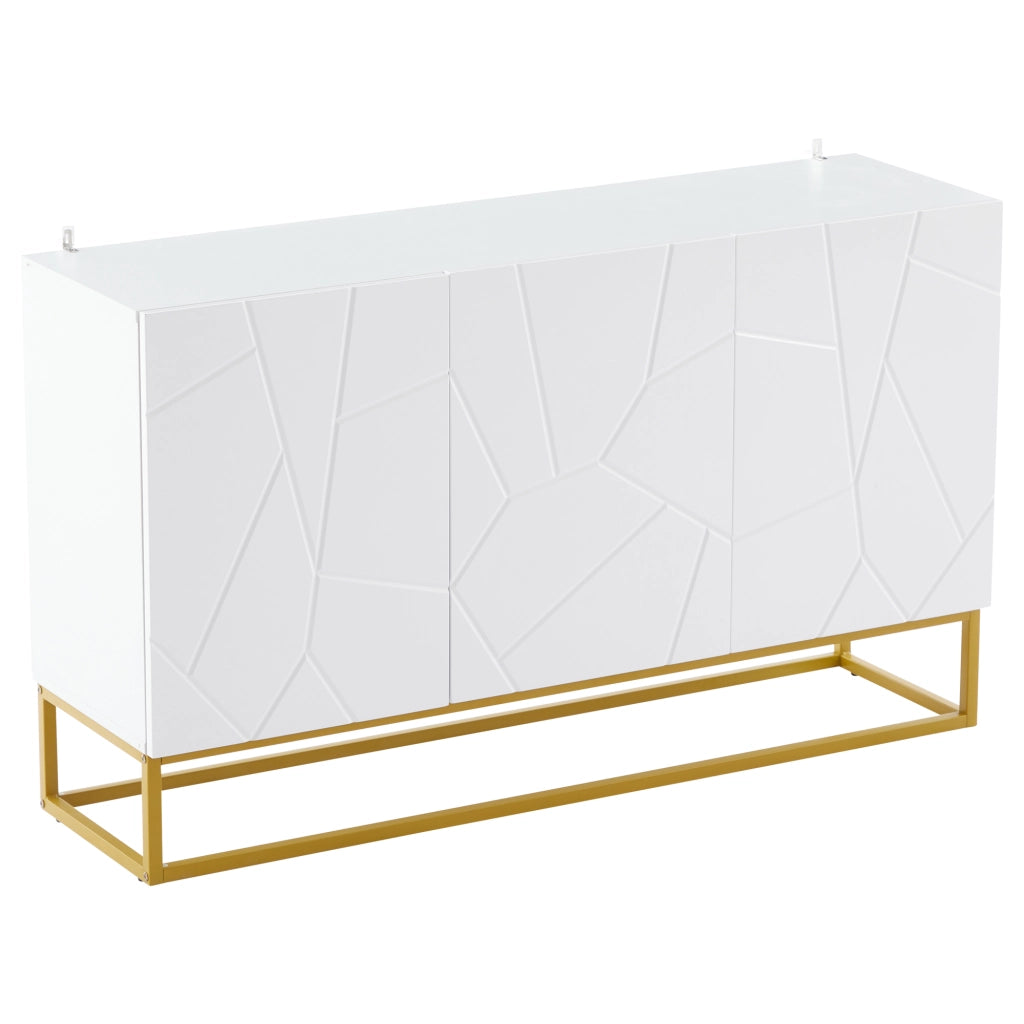 Credenza lucida moderna - Zephmum- 130 cm, 4 scomparti
