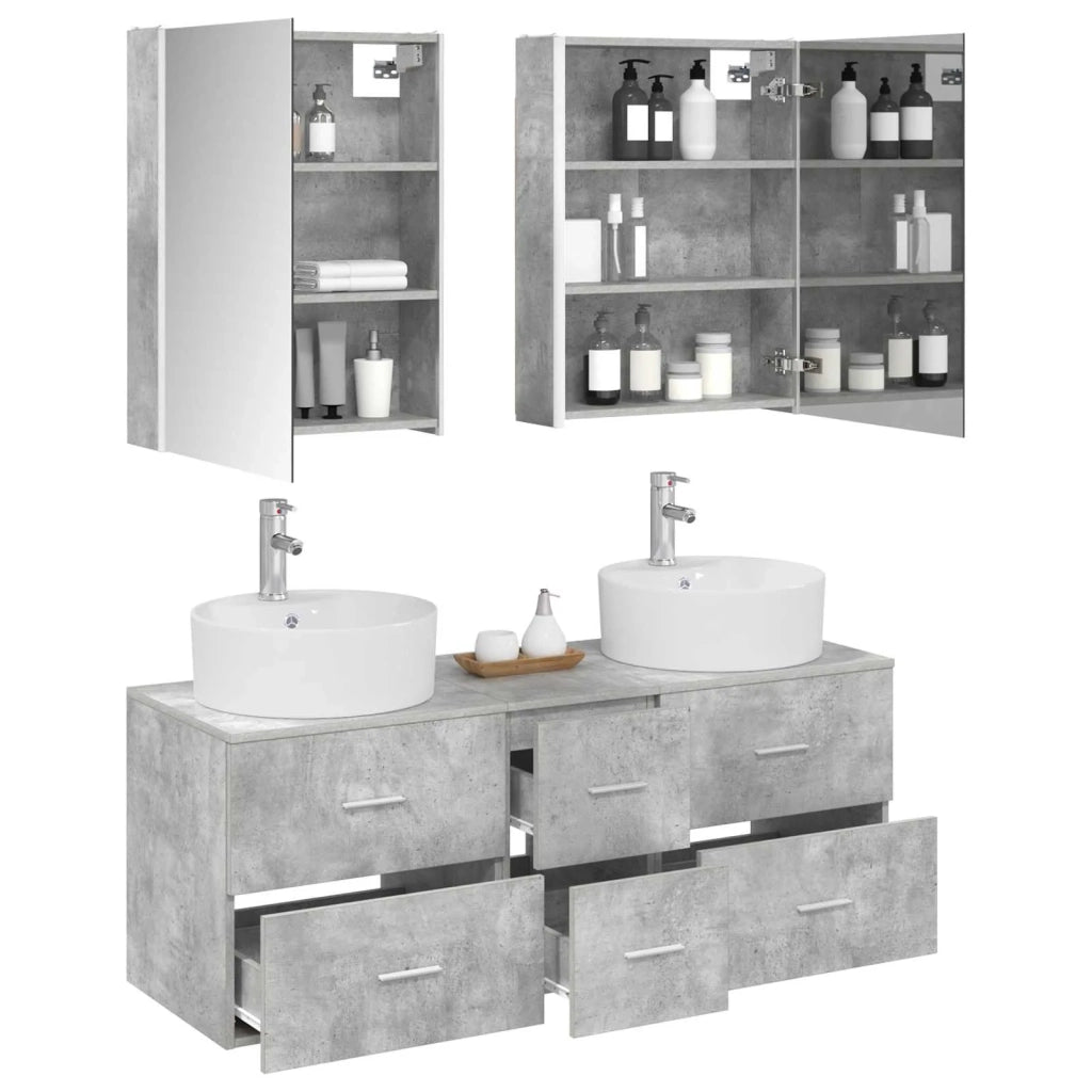Set di mobili per il bagno 5 pz Grigio Cemento 3406930