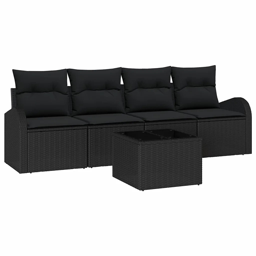Set Divano da Giardino Nero 55 x 55 x 37 cm polyrattan