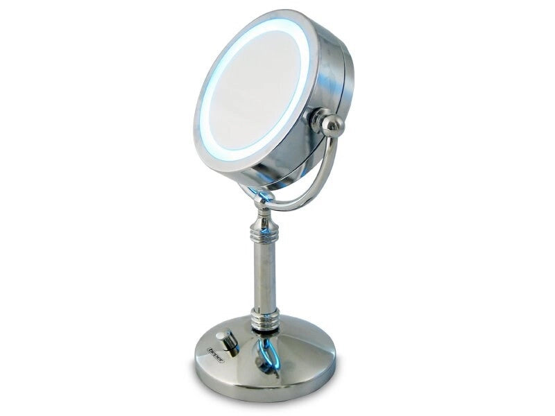 Specchio trucco luminoso a led in acciaio variabile girevole beper