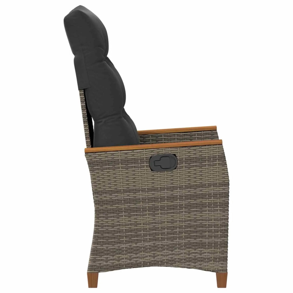 Sedia da giardino reclinabile Grigio e Grigio Scuro polyrattan 42026865