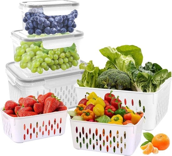 Set di conservazione per verdure e frutta con coperchio.