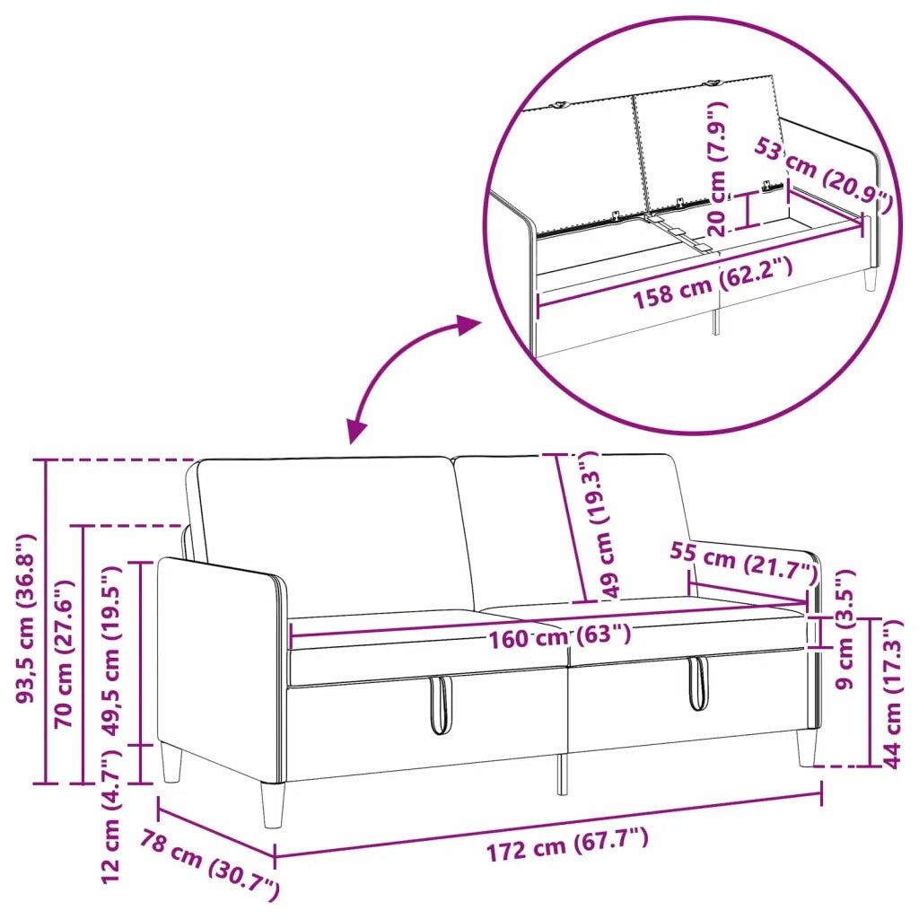 Set di Divani con Storage 2 pz Nero Poliestere 3429224
