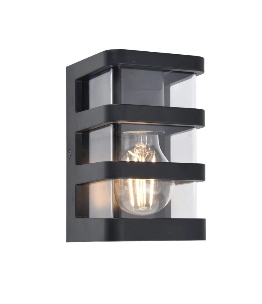 Applique da esterno DALTON 1xE27 nero trasparente IP44