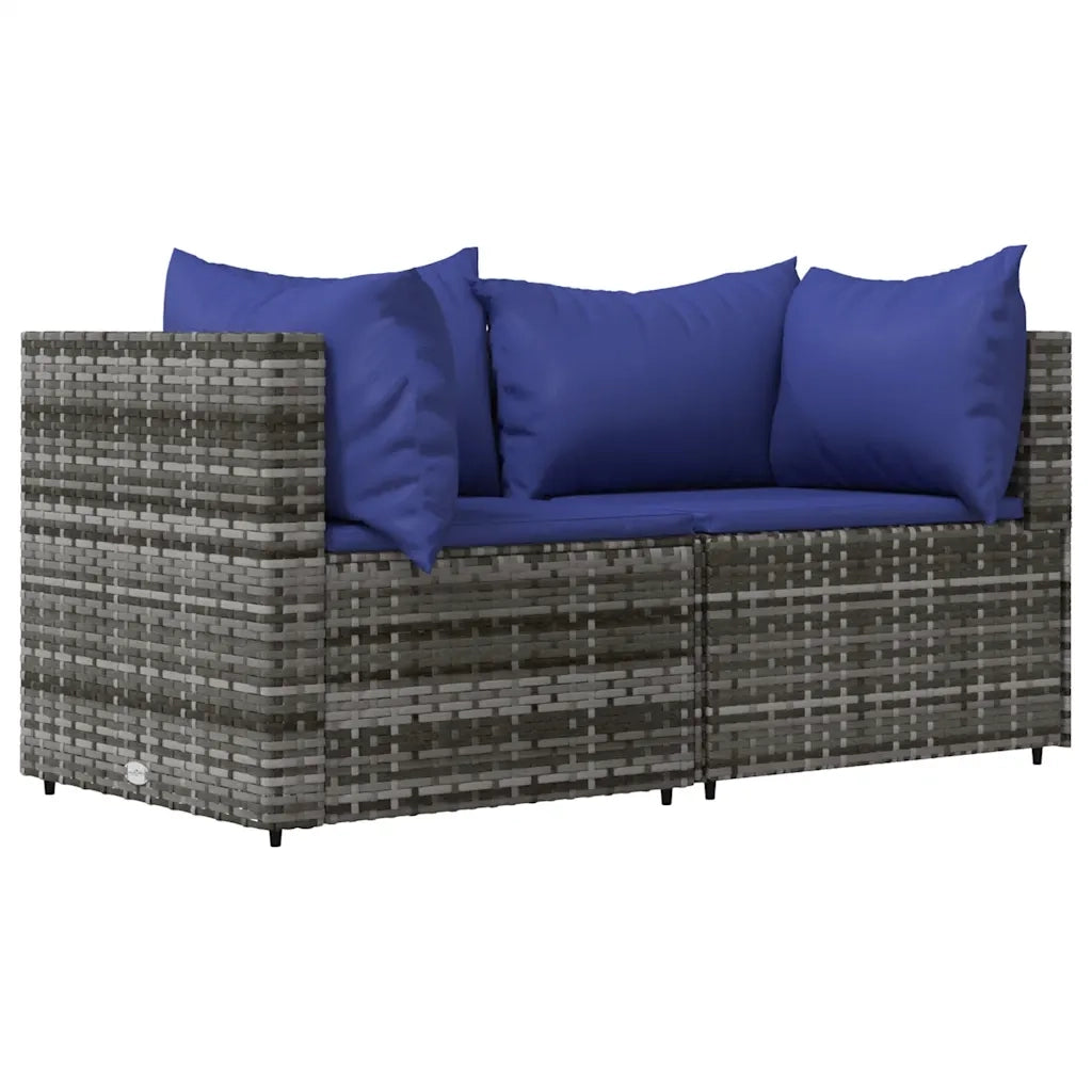 Set Divani da Giardino 3 pz con Cuscini in Polyrattan Grigio 319843