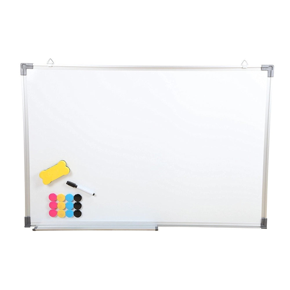 Trade Shop - Lavagna Magnetica Xl Struttura Alluminio 40 X 60 Cm + 3 Pennarelli + 12 Magneti -