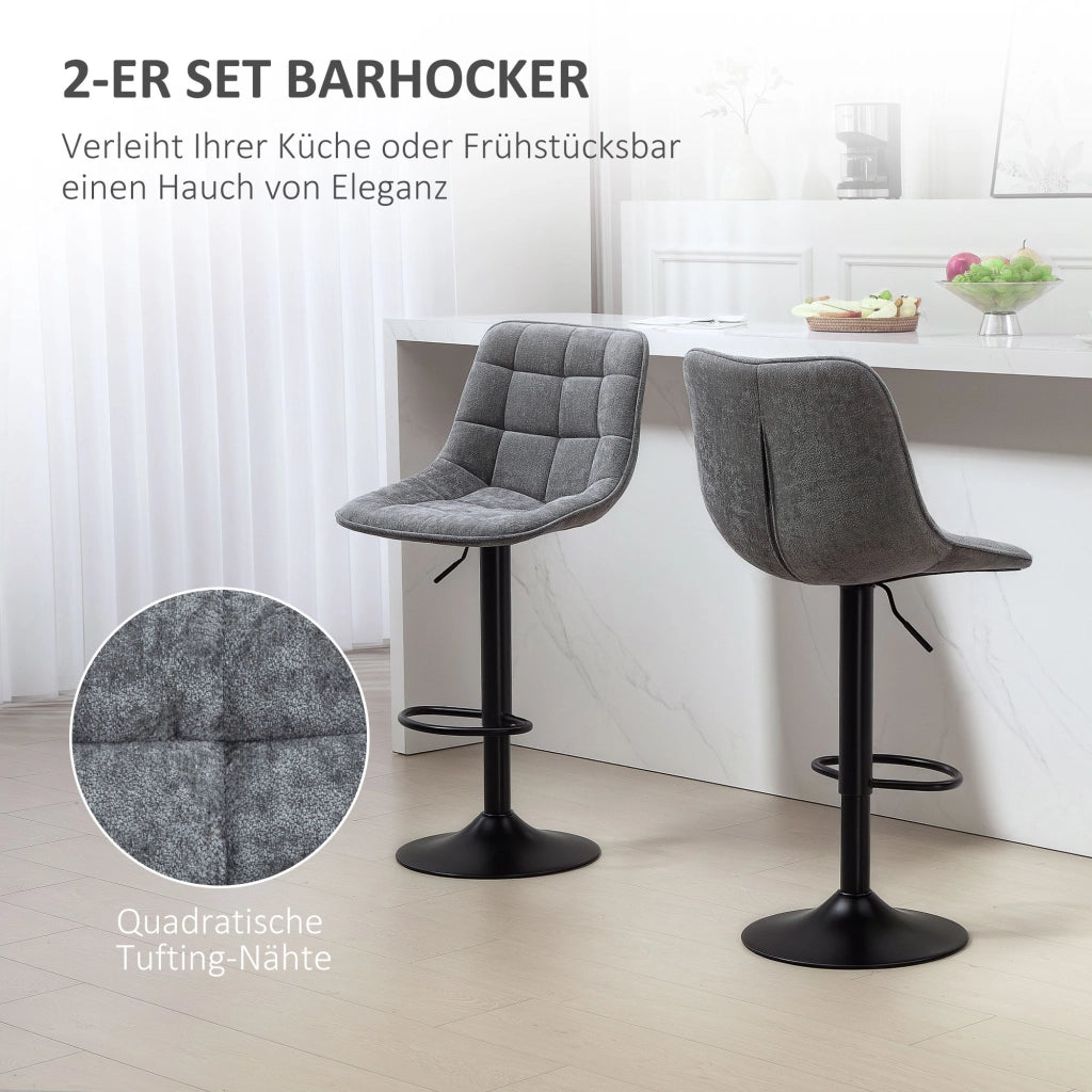 Set 2 Sedie da Bar Girevoli con Schienale ¨C Minimal ¨C Altezza Regolabile Imbottite Grigio Scuro