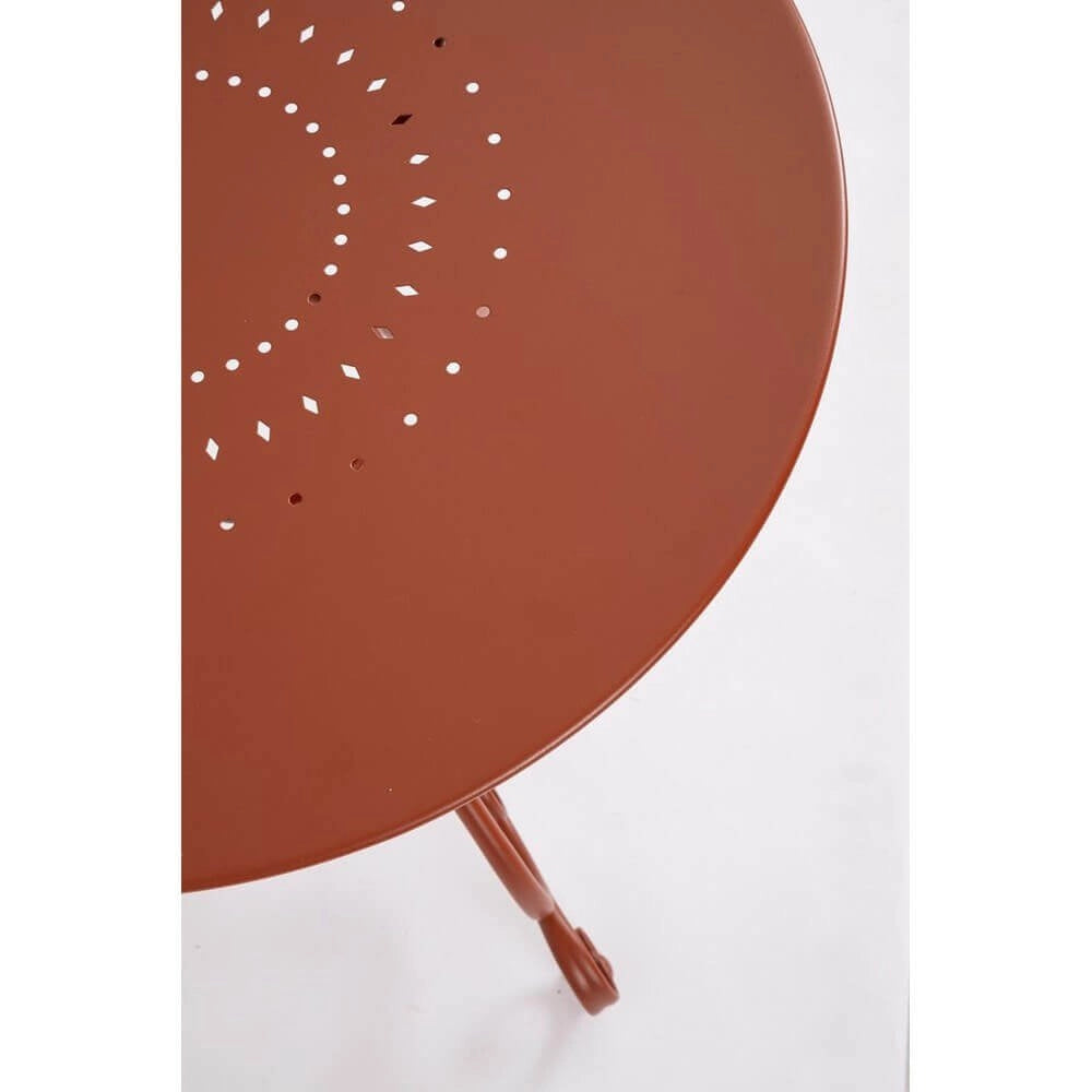 Tavolo Rotondo Acciaio Rosso Rustico da Esterno 70 cm - JENARIS