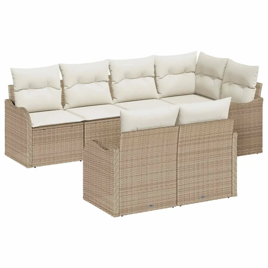 Set Divano da Giardino 7 pcs Beige Poly Rattan 3354410