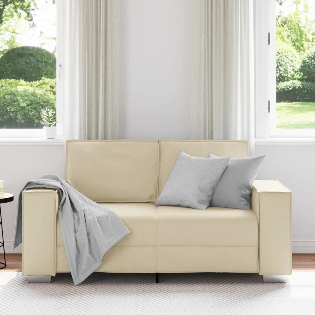 Divano a due posti Crema 160 cm Pelle Sintetica 4105046