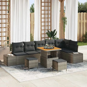 Set Divano da Giardino con cuscino 9 pcs Grigio polyrattan 3362803