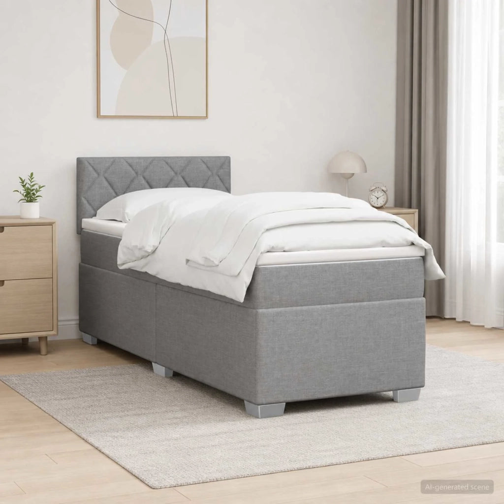 Letto box spring con materasso Grigio Chiaro 90 x 190 cm 3450376