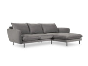Cosmopolitan Design - Divano angolare destro "Vienna" 5 posti in velluto grigio chiaro 