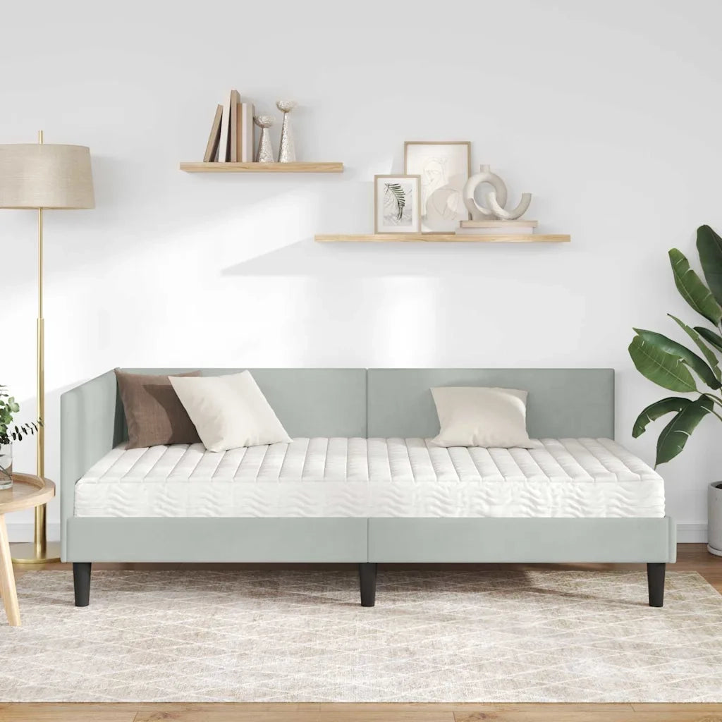 Struttura Letto Angolare con Materasso 2 pcs Grigio chiaro