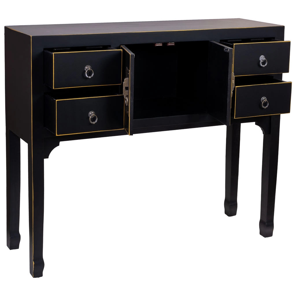 Mobile da ingresso in legno con 4 cassetti e 2 porte 95x26x78