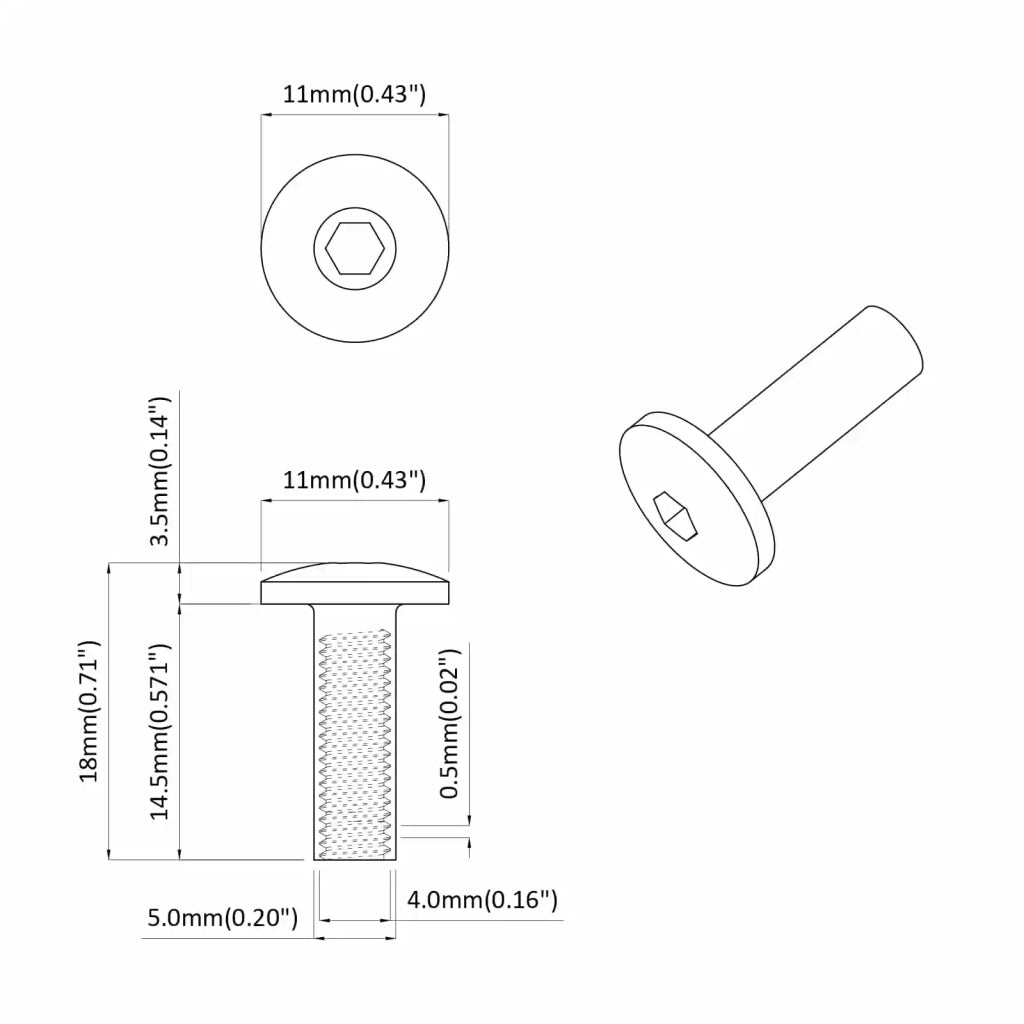 Dadi a Manica 12 pcs Nero M4 x 14,5 mm Metallo 864536