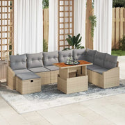 Set Divano da Giardino 9 pcs Beige polyrattan