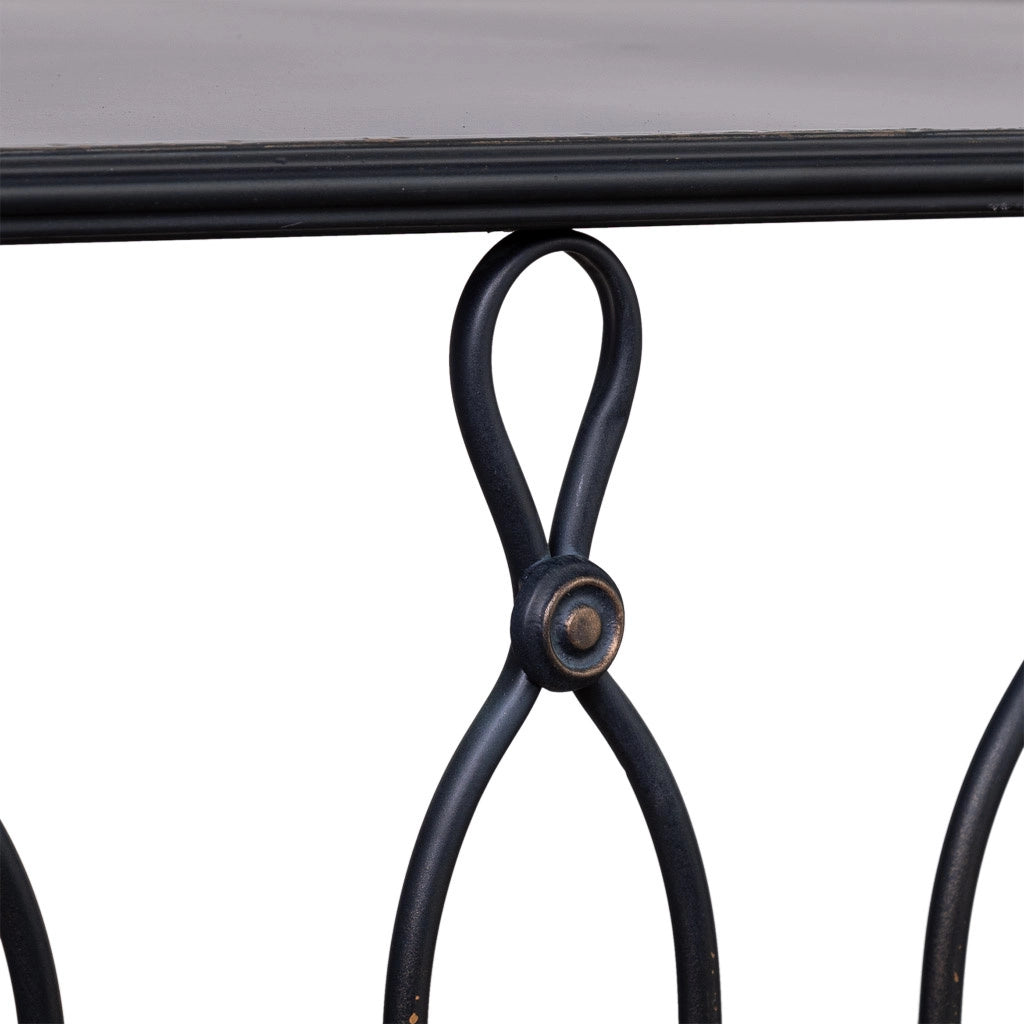 Console in metallo invecchiato nero 144x40x79